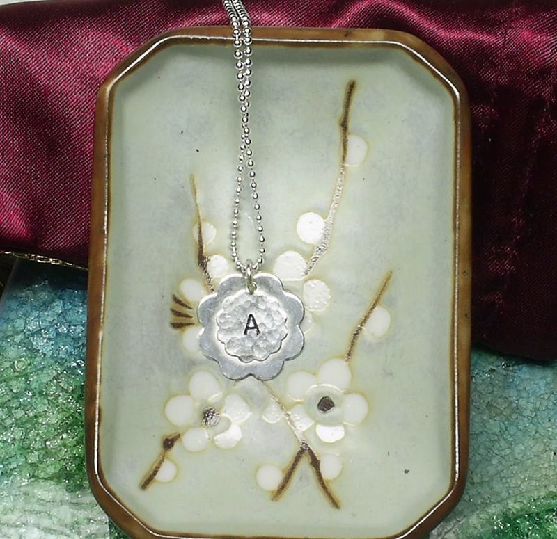 Custom Inital on Sterling Flower