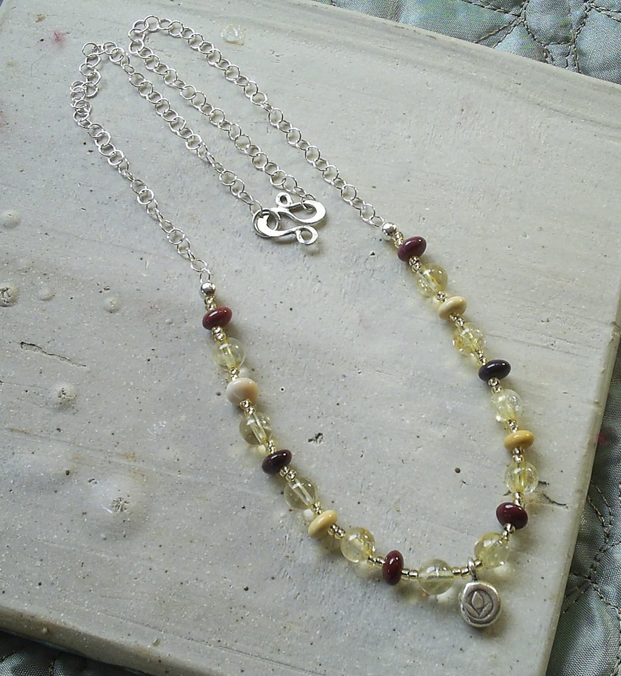 Custom Citrine Mookaite on Sterling Chain