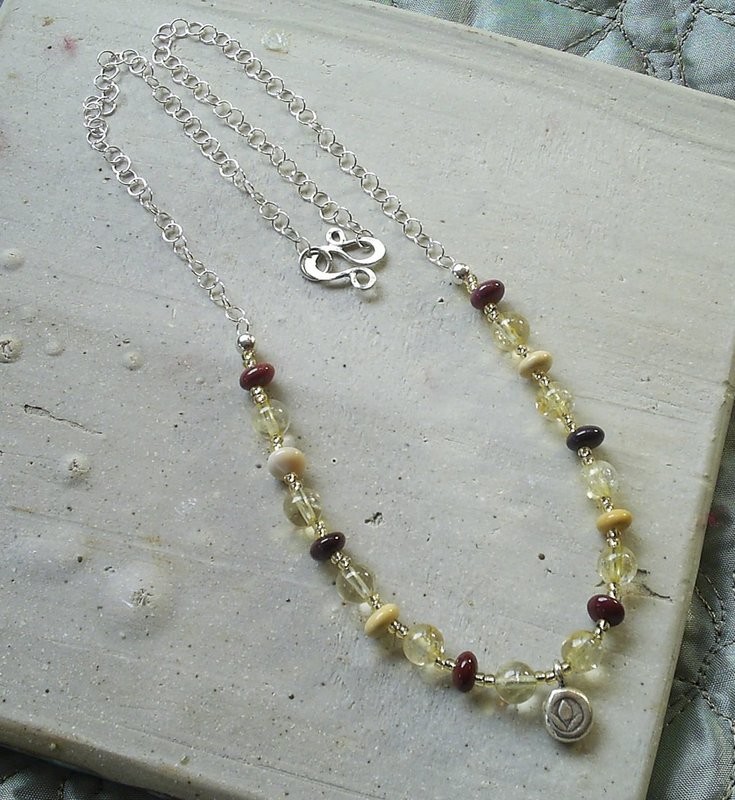 Custom Citrine Mookaite on Sterling Chain