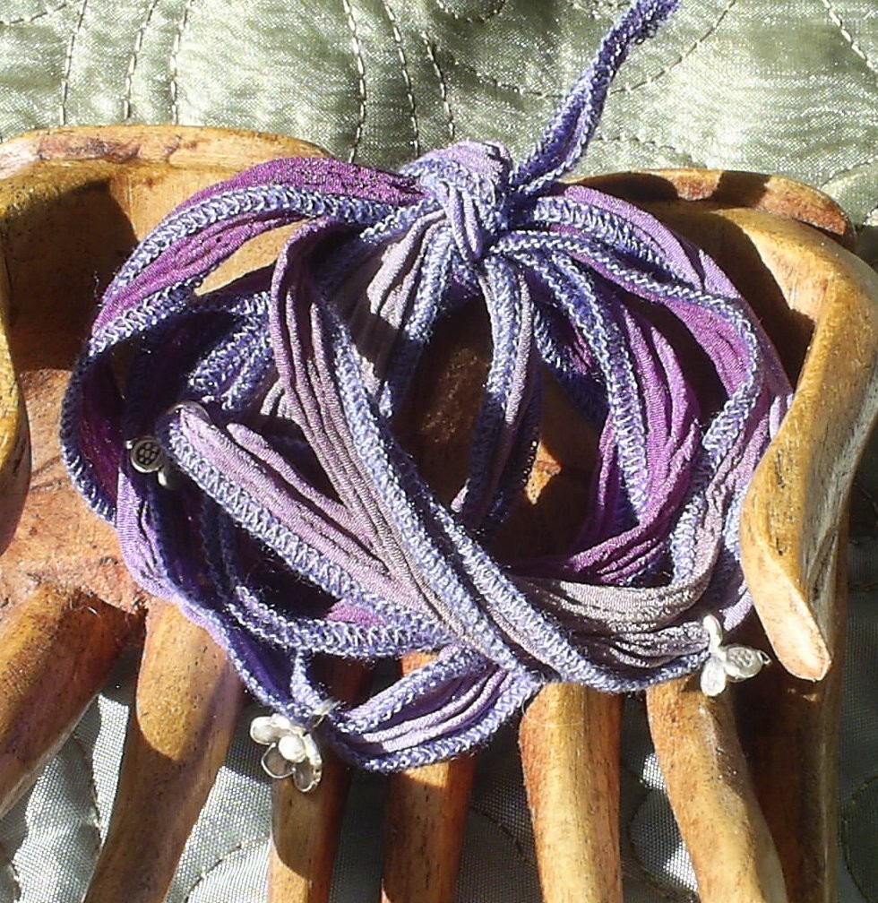 Iris Silk Wrap - 36&quot; Hand Dyed Silk with Fine Silver Adornments