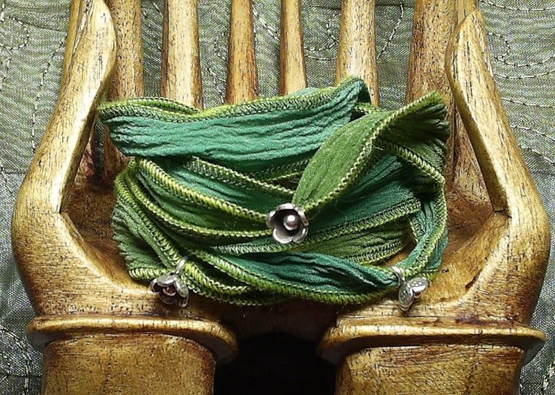 Sweet Adelines Silk Wrap - 36&quot; Hand Dyed Silk with Fine Silver Adornments