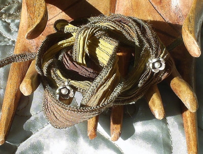 Tuscan Sunflowers Silk Wrap - 36&quot; Hand Dyed Silk with Fine Silver Adornments