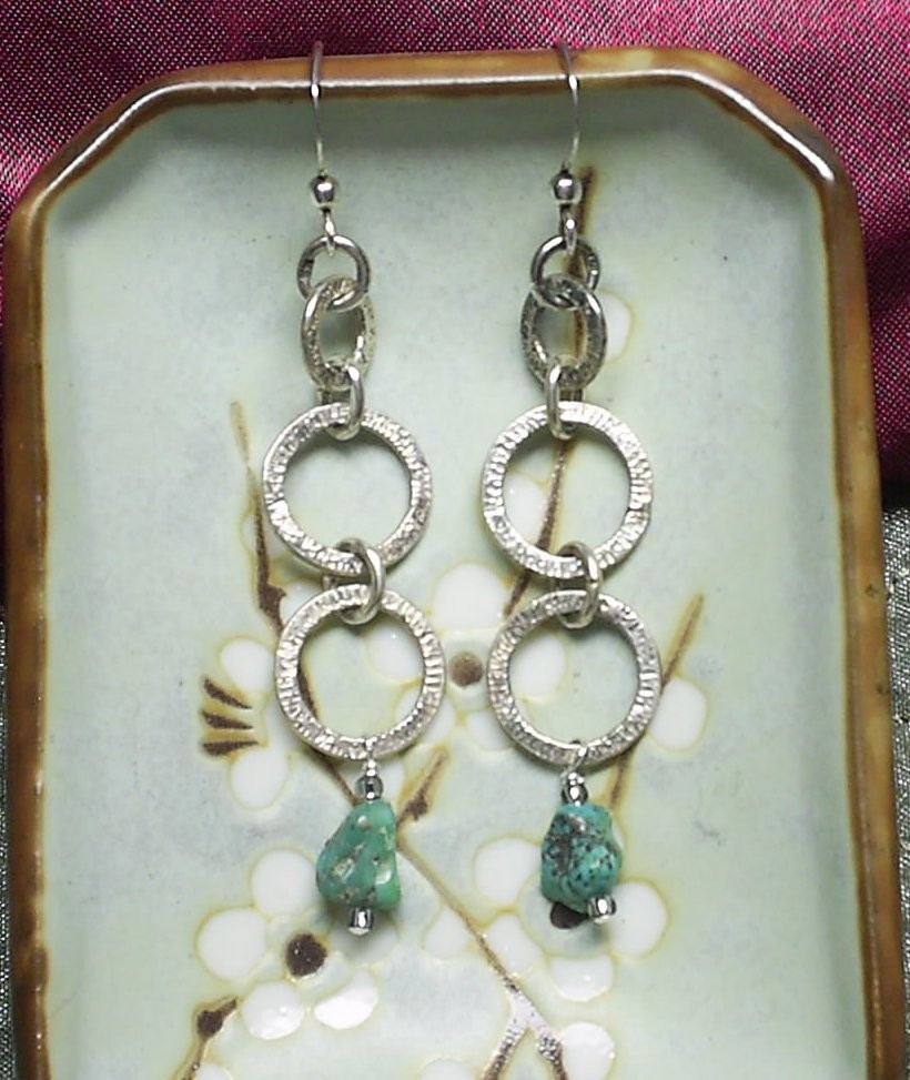 Triple Hoop Turquoise Dangles