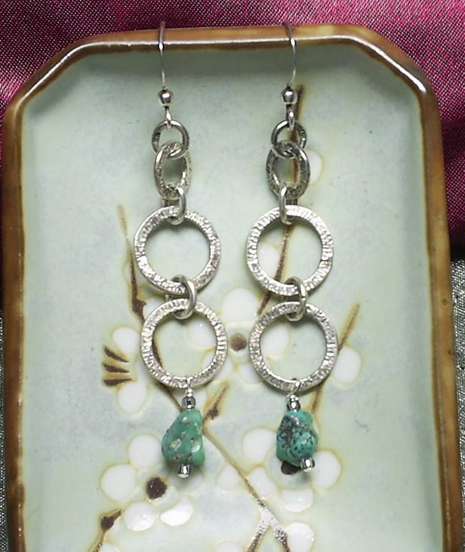 Triple Hoop Turquoise Dangles