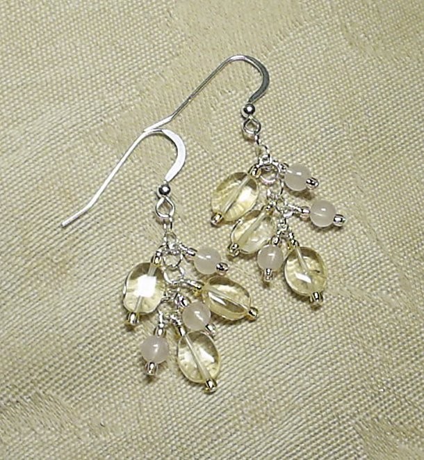 Citrine Rose Quartz Drop Dangles
