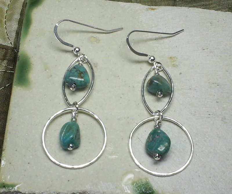 Turquoise Sterling Double Drop Earrings