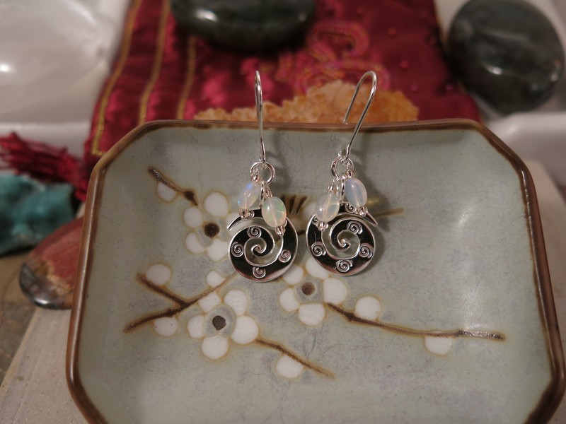 Creation Spiral Earrings with Australian Opals