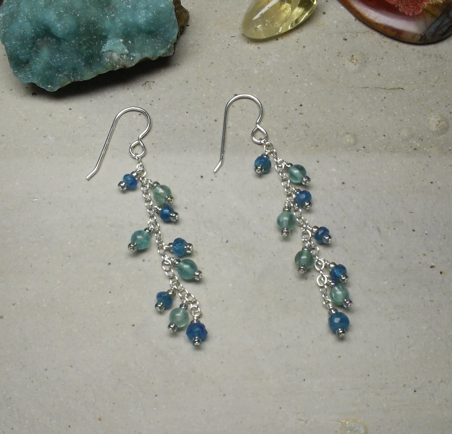 Apatite Two Tones Double Cascade Dangles