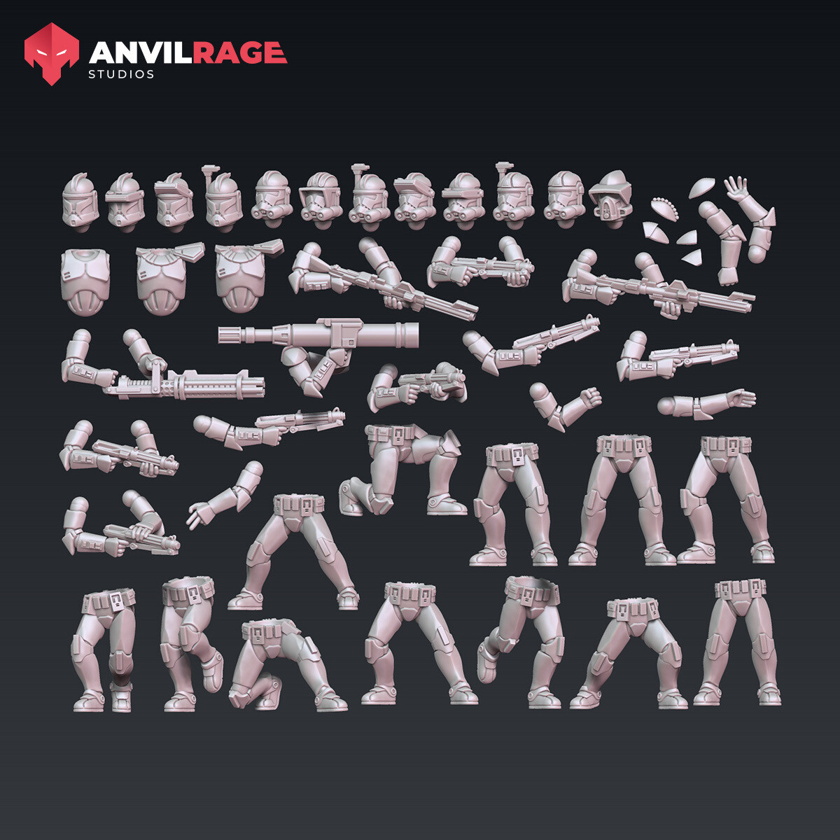 Modular Clone Troopers 3D printing files set.