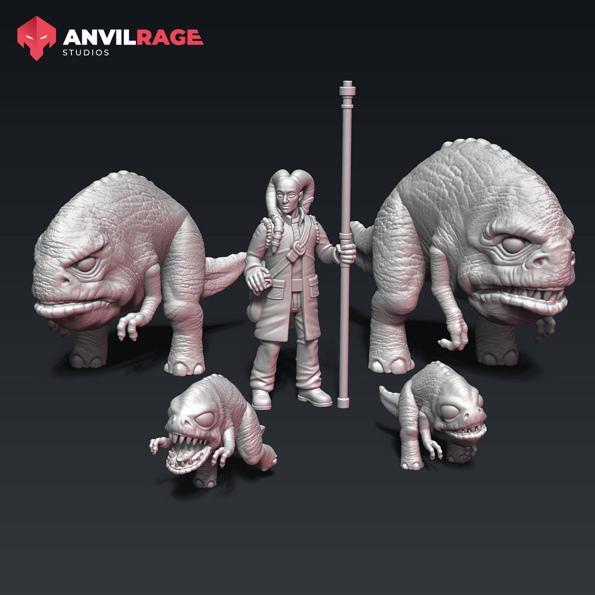 Blurrg herder. STL miniatures for 3D printing and Star Wars Games.