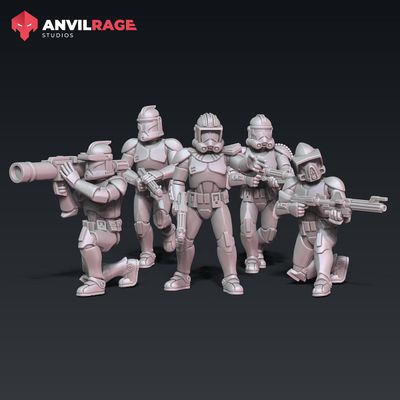 Modular Clone Troopers STL files for 3D printing and Star Wars Legion games