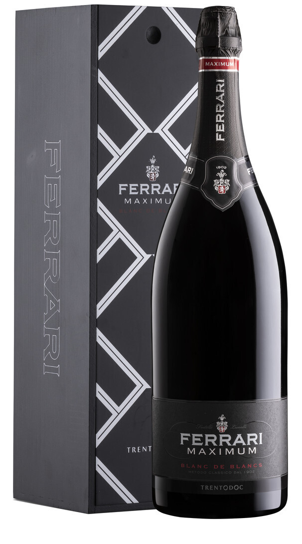 FERRARI MAXIMUM JEROBOAM Brut Blanc de Blancs lt 3 Cassetta legno