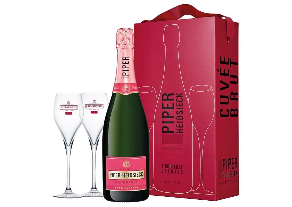 Champagne Rosè Sauvage Piper-Heidsieck Confezione con 2 flutes