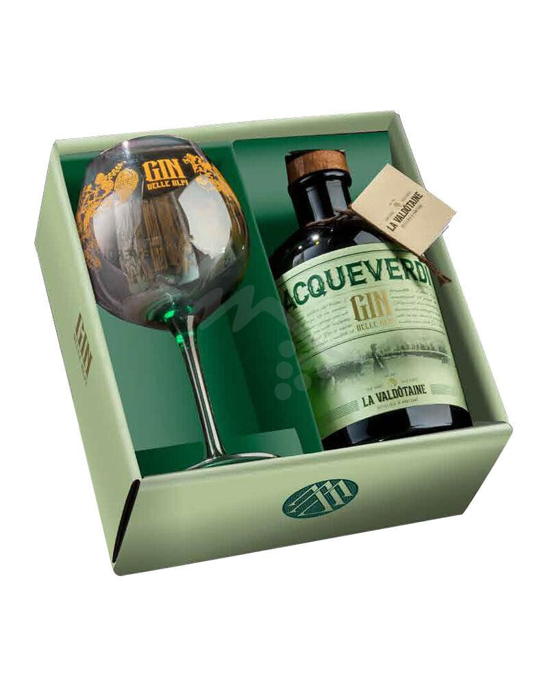 GIN ACQUEVERDI La Valdotaine -1000ml Confez. Regalo Con Bicchiere