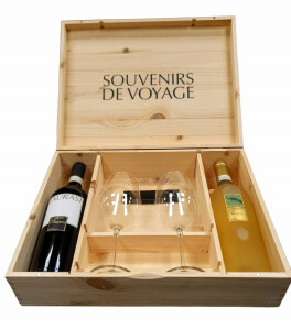 Feudi di San Gregorio Souvenirs de Voyage  Scatola Legno con 2 Bottiglie + 2 Bicchieri