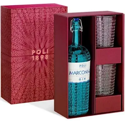 Poli Gin Marconi 42 Stile Mediterraneo Confezione con 2 Bicchieri