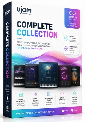 uJAM Music Creation Suite with virtual instruments and audio plugins for music production on Mac and Windows