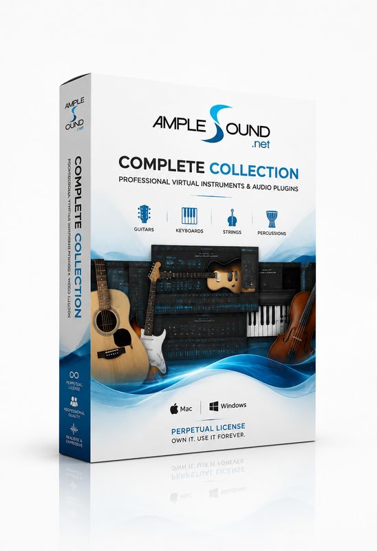 Ample Sound Complete Collection with virtual instruments and audio plugins for music production on Mac and Windows