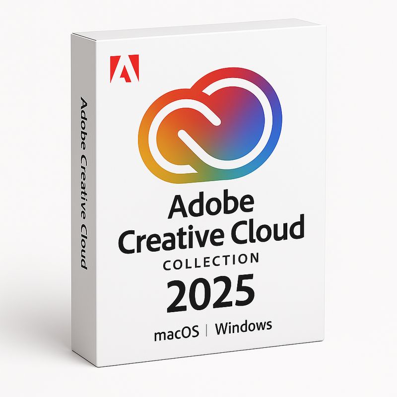 Adobe Creative Cloud 2025 with Photoshop, Illustrator and Premiere Pro creative software for Mac and Windows