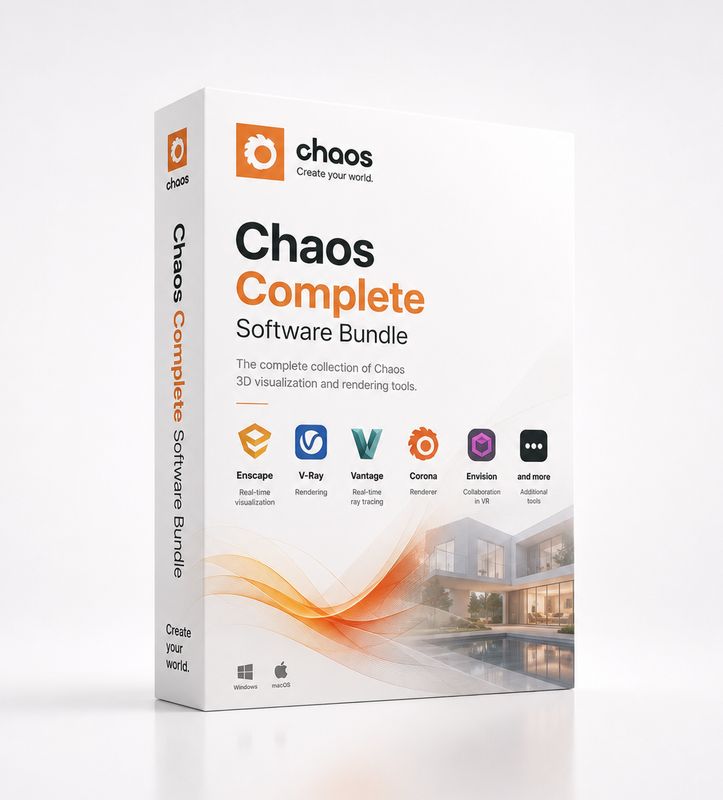 Chaos Software collection with V-Ray, Corona and professional 3D rendering tools for designers and artists