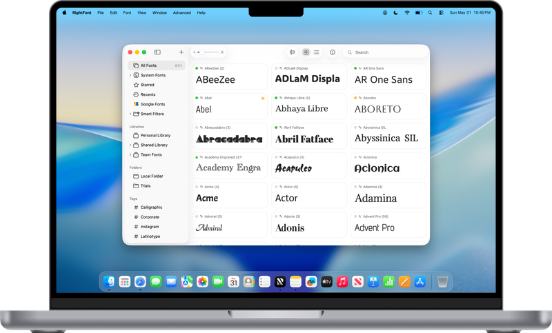 RightFont interface for managing, organizing and previewing fonts on macOS