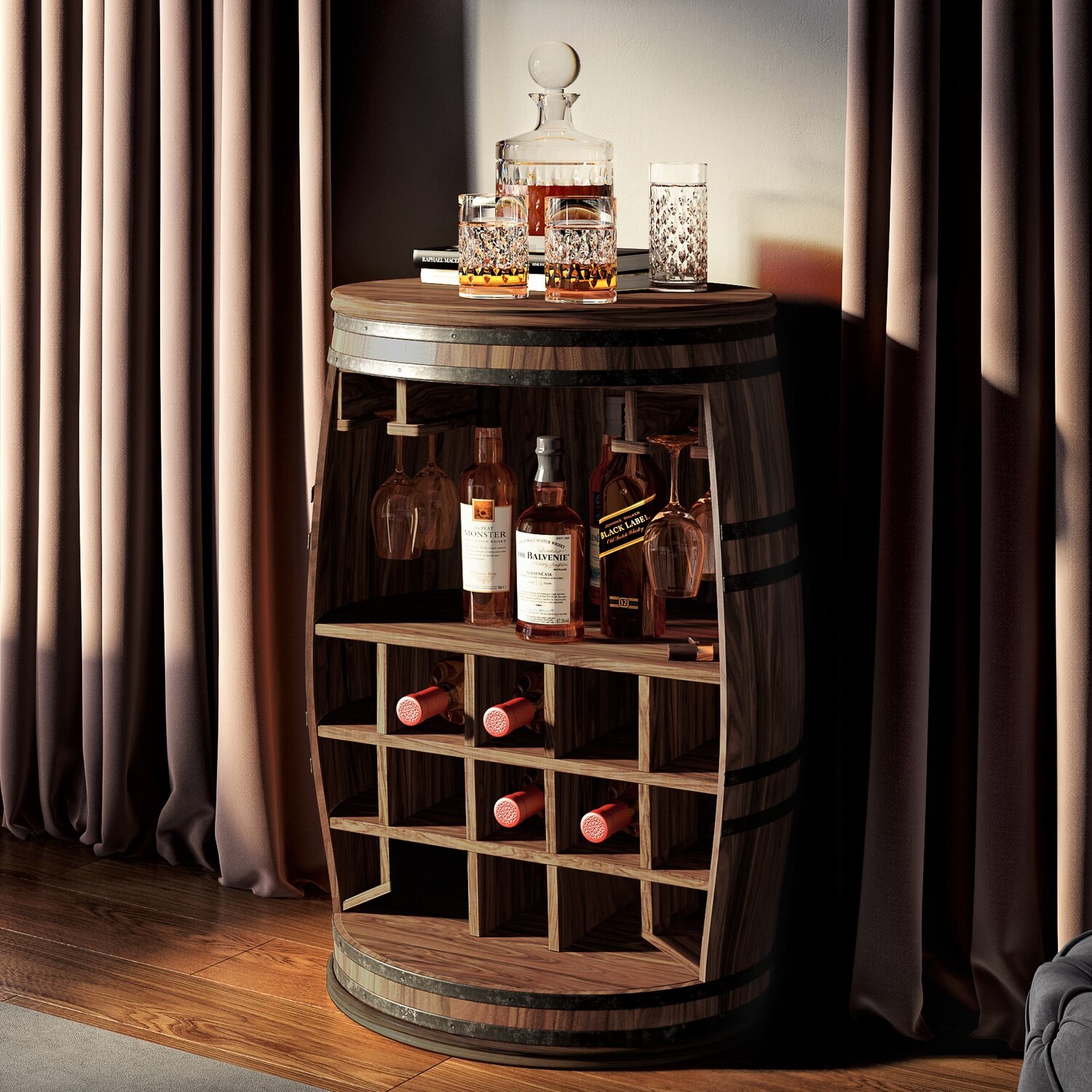 Weinfass-Barschrank - Rosey