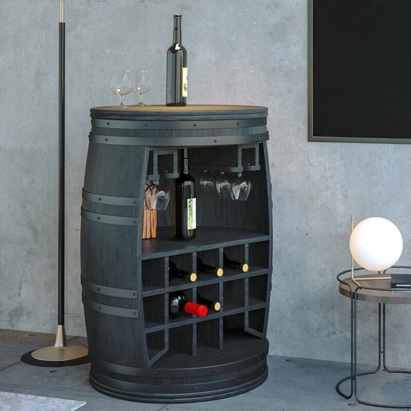 Schwarzer Barschrank aus Mango Holz - Rosey Black
