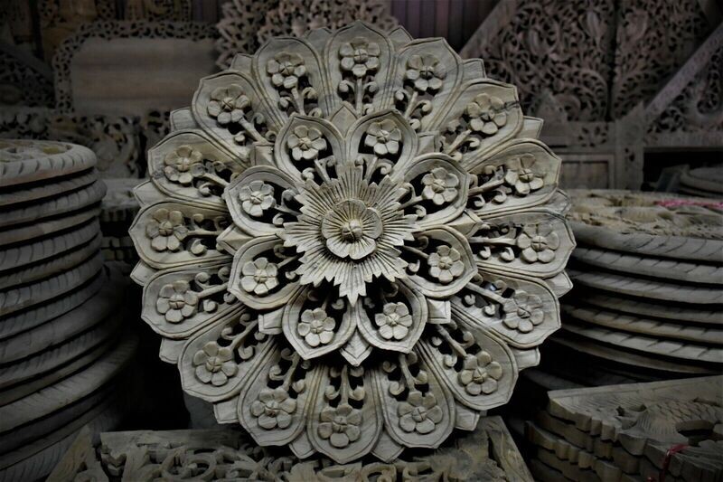 Decorate your home with Floral 24&quot; Luxury fretwork, hand-carved teak Masterpiece