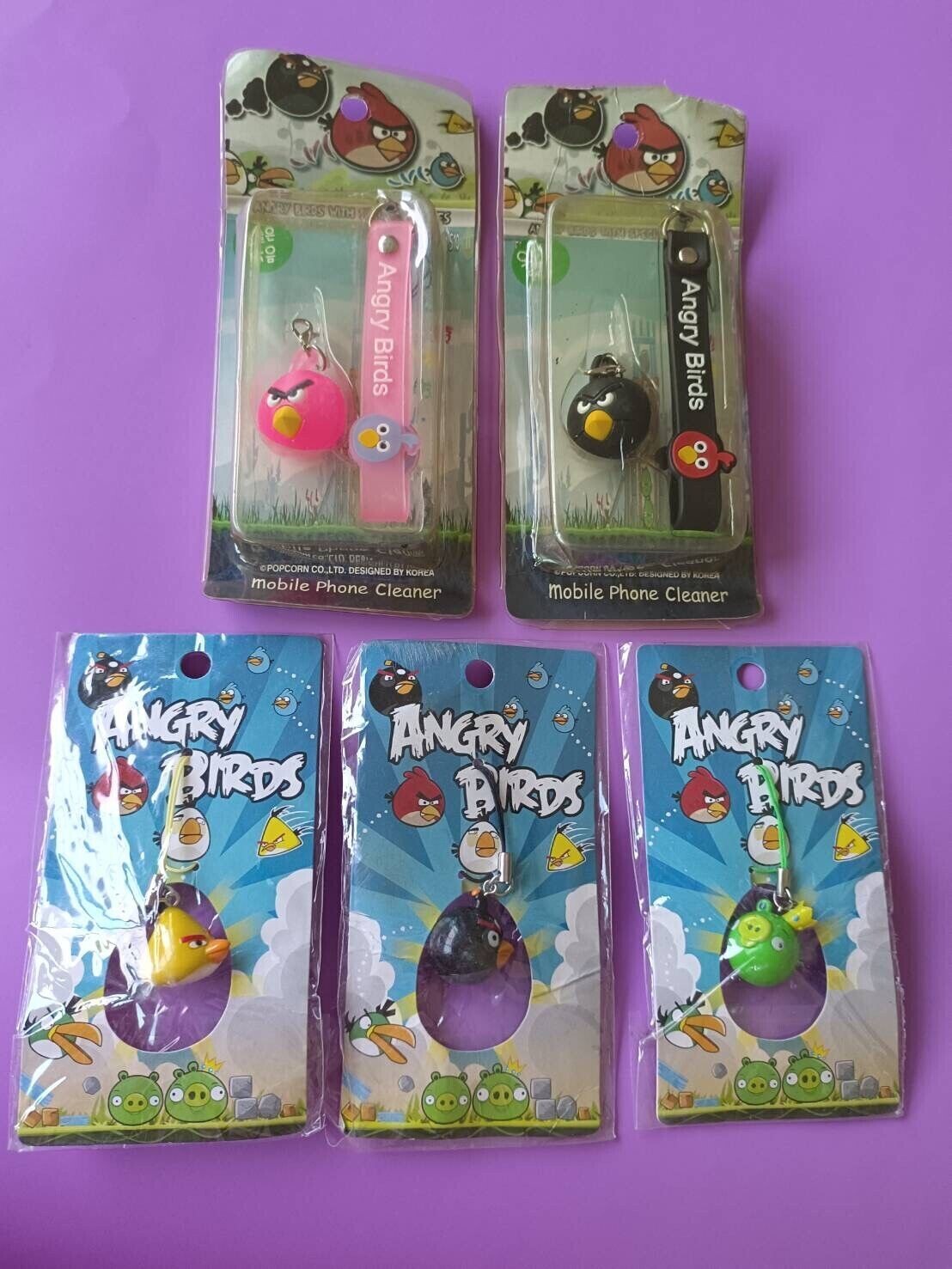 Angry Birds 5 packs keychains keyrings New in Pack