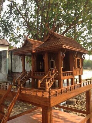 Thai Spirit House SanPhraPhum Buddhist Wood-Carving Teak,protection & prosperity
