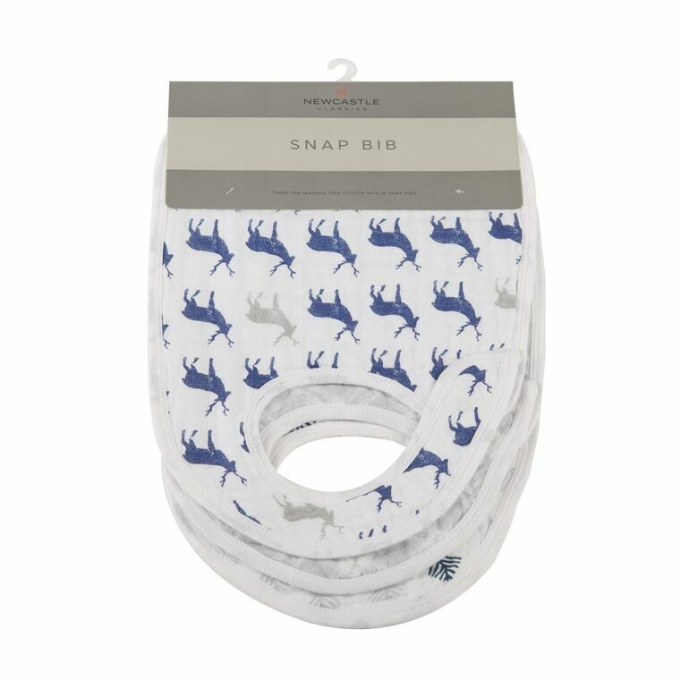 Blue Deer Snap Bibs, Set of 3 (Newcastle Classics)