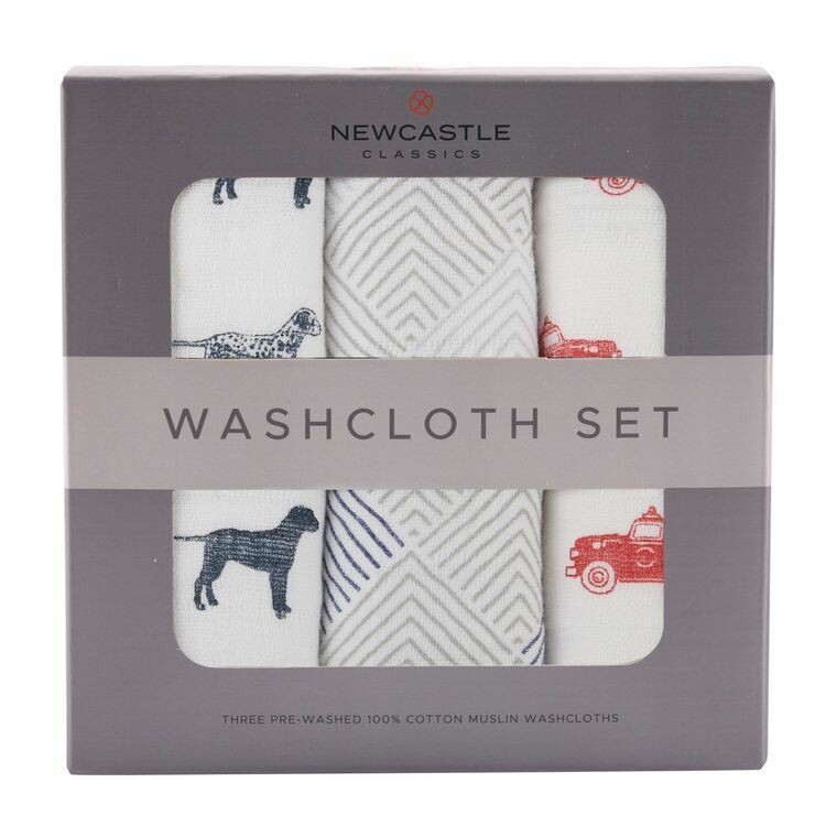 Fire Truck & Dalmatian Washcloth, Set of 3 (Newcastle Classics)