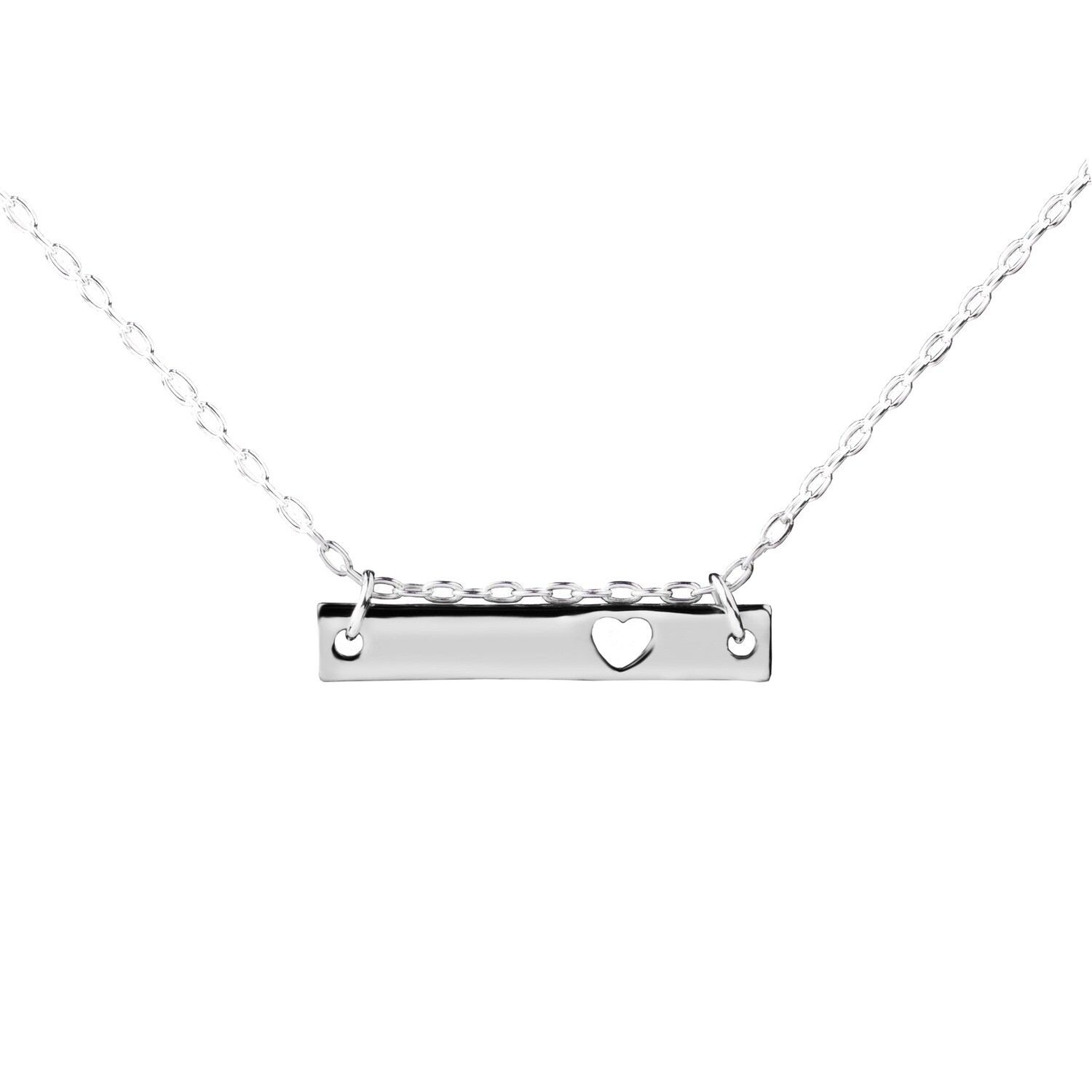 Heart Sidebar Necklace - Silver