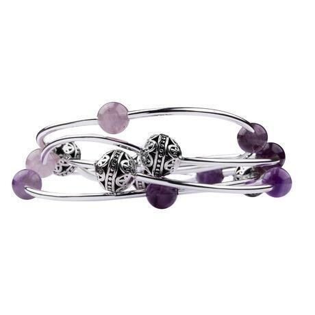 Wrap Bali Bead Necklace/Bracelet - Amethyst