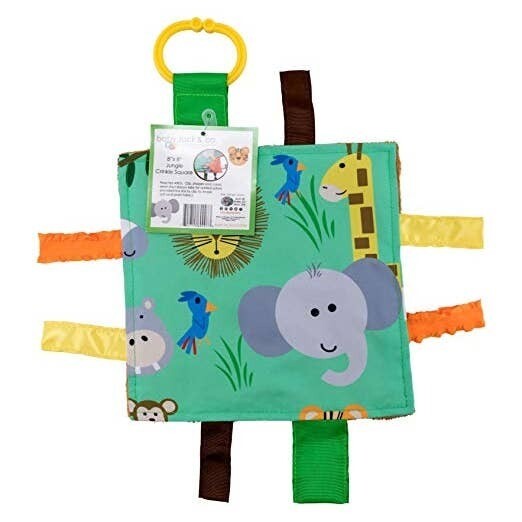 Jungle Zoo, Baby Crinkle Tag Square 8"X8"