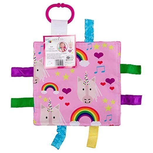 Unicorn Hearts, Baby Crinkle Tag Square 8"x8"
