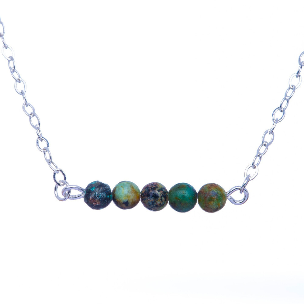 S Design Stone Bar Necklace - African Turquoise