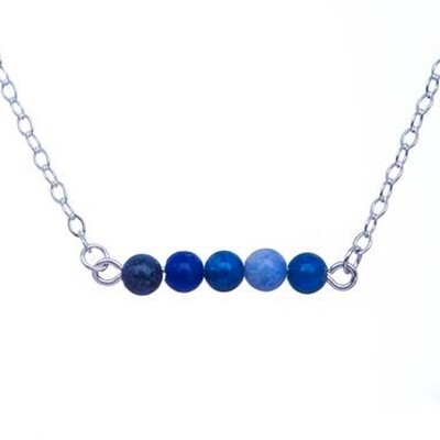 S Design Stone Bar Necklace - Sodalite