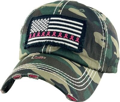 "Pink Ribbon" Vintage Wash Baseball Cap