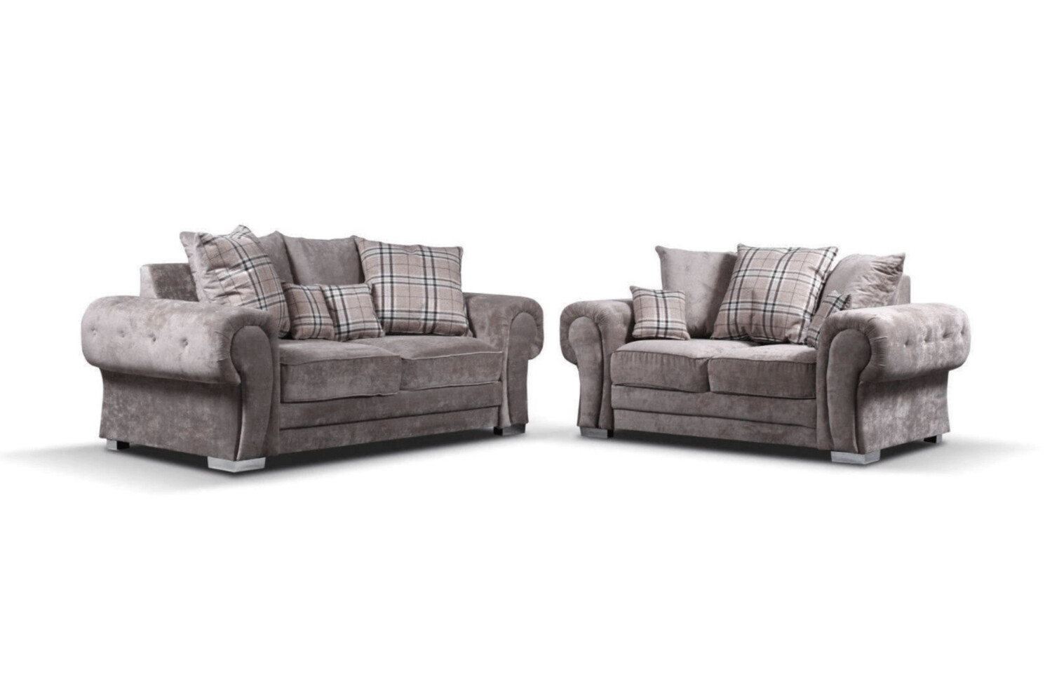 Verona 3 + 2 Sofa Set with Scattered Cushions - Available in GREY or MINK