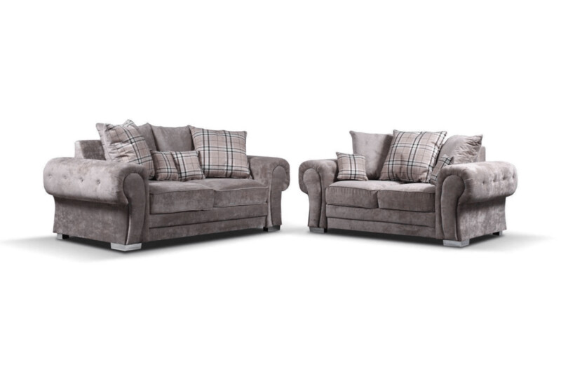 Verona 3 + 2 Sofa Set with Scattered Cushions - Available in GREY or MINK