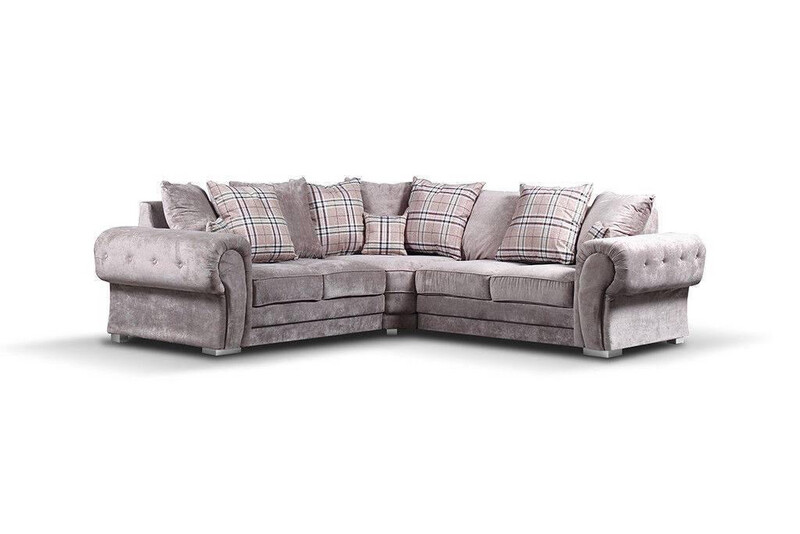 Verona Grey 2C2 Fabric Corner Sofa In Scatted Cushions- Available in GREY or MINK Verona Grey 2C2 Fabric Corner Sofa In Scatted Cushions- Available in GREY or MINK