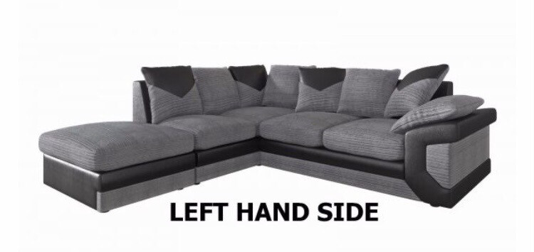 CLEARANCE- Dino Jumbo Cord Corner Sofa - Available in GREY