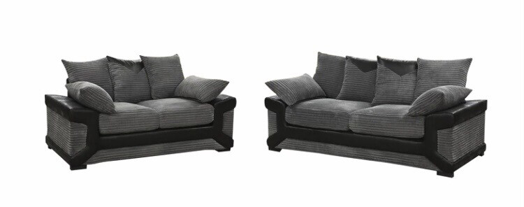 Dino 3 + 2 Sofa Set with Scattered Cushions - Available in GREY or BROWN