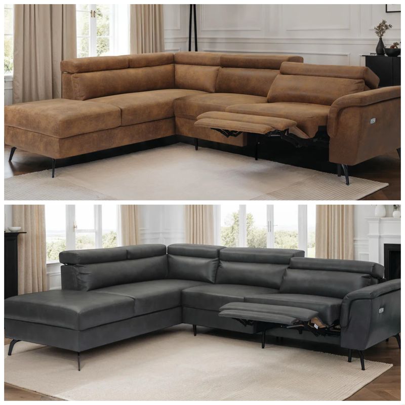 Faux Leather Left Hand Facing Reclining Corner Sofa with Storage Faux Leather Left Hand Facing Reclining Corner Sofa with Storage
