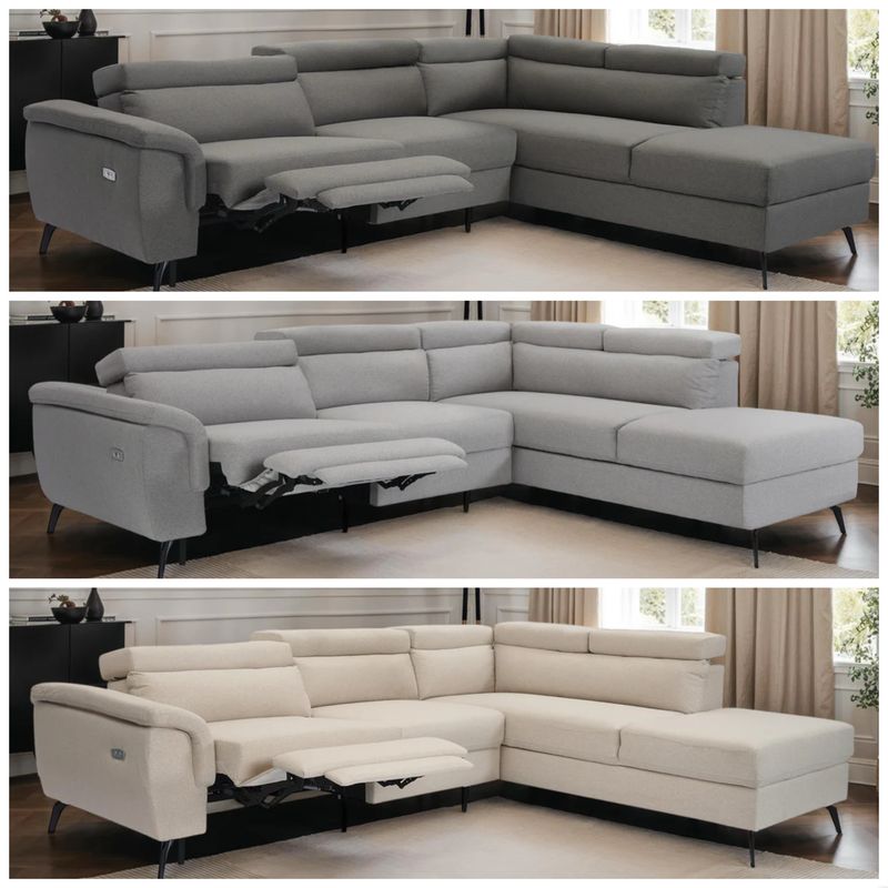 Fabric Linen Right Hand Facing Reclining Corner Sofa with Storage Fabric Linen Right Hand Facing Reclining Corner Sofa with Storage