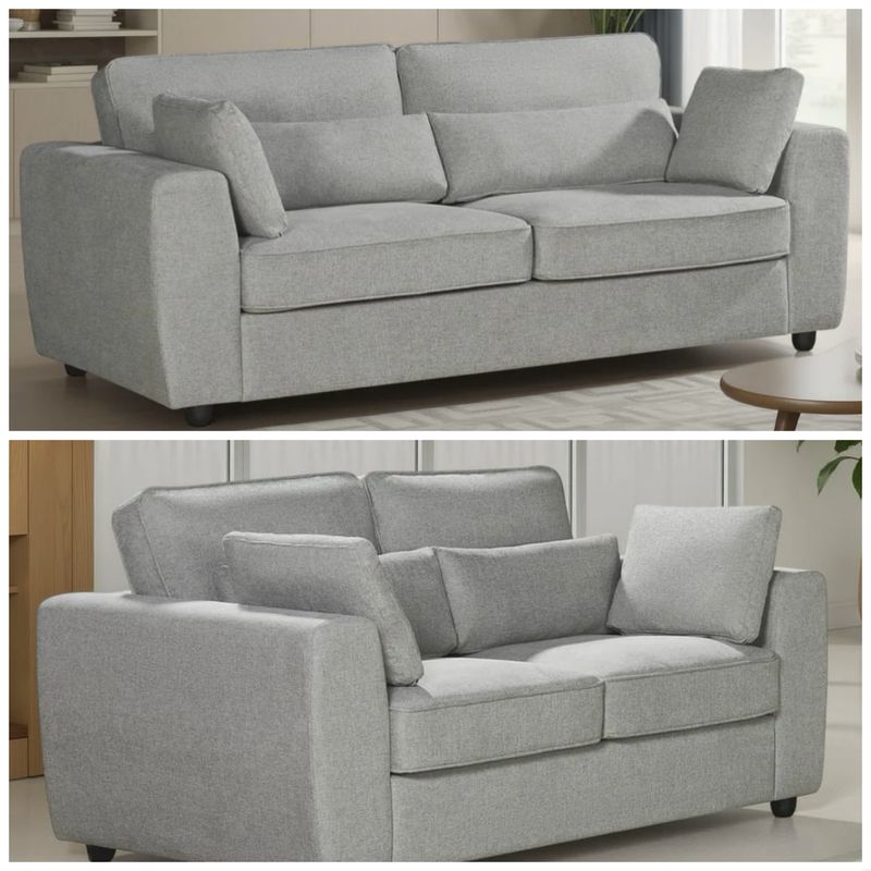 Chenille Fabric 3 + 2 Seater Sofa Set Available in Grey, Light Grey and Beige