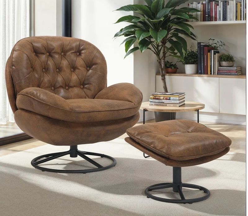 Swivel Accent Chair with Footstool