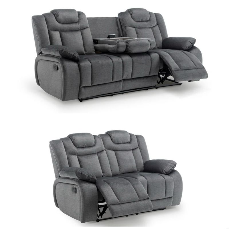 CLEARANCE- 2 + 3 SEATER RECLINER SOFA IN BEIGE FABRIC