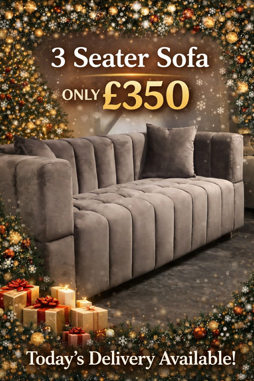 CLEARANCE-Chesterfield Plush Velvet 3 Seater Sofa In Mustard